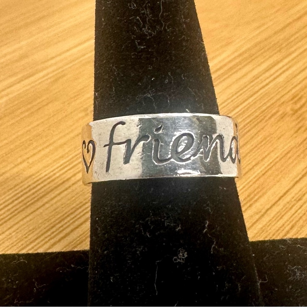 JAMES AVERY Sterling Silver 2 Hearts FRIENDS FOREVER Band Ring; SZ 6.5; RETIRED